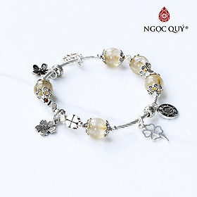 Vòng thạch anh tóc vàng phối charm bạc mệnh thủy, kim - Ngọc Quý Gemstones