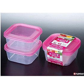 Set 2 hộp nhựa 650ml màu hồng Nội địa Nhật Bản