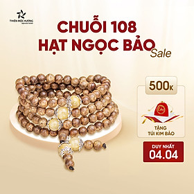 Vòng tay Trầm Hương 108 hạt Ngọc Bảo mix Đá Phong Thủy - Trầm tốc tự nhiên - An yên, đoạn trừ 108 phiền não