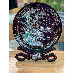 Mua Đĩa gụ khảm trúc mai gỗ gụ đường kính 40cm