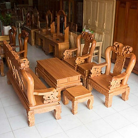 BỘ bàn ghế phòng khách lớn 6 món, gỗ hương đá, tay 12, hàng cao cấp tại xưởng (FREESHIP 50 KM )