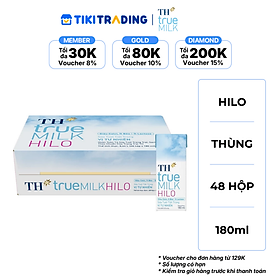 Thùng 48 hộp sữa tươi tiệt trùng TH True Milk  HILO vị tự nhiên 180ml