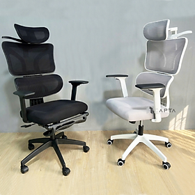 Mua Ghế văn phòng hỗ trợ cột sống lưng CR4331-M Nội thất Capta Ghế công thái học lưng lưới nệm vải tay nhựa chữ T điều chỉnh chân xoay nâng hạ có gác chân