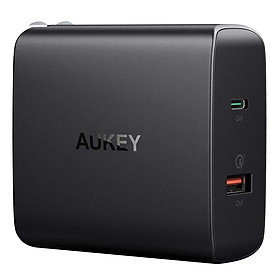 Adapter Sạc 2 Cổng 30W Aukey PA-Y11 Tích Hợp Cổng USB Type-C Hỗ Trợ Power Delivery PD 2.0 Và Sạc Nhanh QC 3.0 - Hàng Chính Hãng