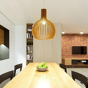 Đèn Gỗ thả trần trang trí dáng Củ tỏi - Đèn gỗ Decor trang trí nhà, quán cà phê siêu đẹp - Tặng kèm bóng điện 3W