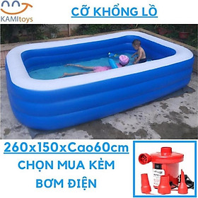 Mua sỉ  lẻ Bể bơi phao cỡ Lớn 260x150xCao60cm Chọn mua kèm Bơm điện hồ thành cao 3 tầng cho trẻ em bé