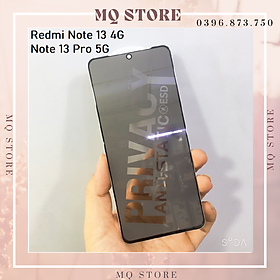 Kính cường lực cho Xiaomi Redmi Note 13 4G , Pro 5G chống nhìn trộm full màn hình cao cấp( hàng chính hãng)