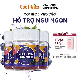 Combo 3 Hộp Kẹo Dẻo Melatonin Hỗ Trợ Giấc Ngủ Ngon Coolvita - (Tặng 1 Hộp Nước uống Bổ Sung Collagen)