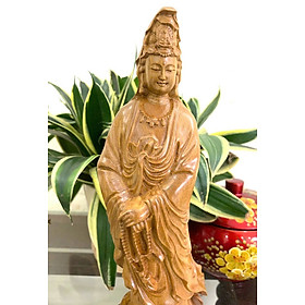 Mua Tượng phật bà quan thế âm bồ tát bằng gỗ bách xanh kt cao 20×8×6 5cm