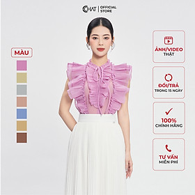 Áo Kiểu Nữ  Tay Bèo Cổ V Chất Voan Phong Cách Trẻ Trung Thanh Lịch 12ANV2006ST - xanh - M