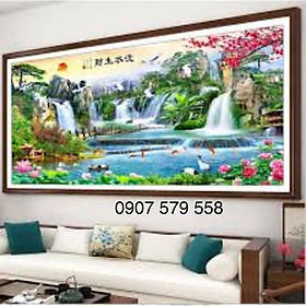 Mua TRANH THÊU CHỈ LỤA BÓNG THÊU KÍN- tranh phong cảnh FJ0798 kt 150x71 cm