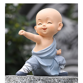 Tượng Chú Tiểu Áo Xanh Yêu Đời- Hàng Chính Hãng