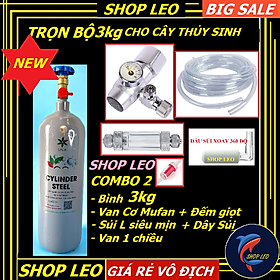 Bình 3Kg Full Bộ Van Điện, Van cơ- Trọn bộ bình 3kg cho bể thủy sinh- phụ kiện thủy sinh - shopleo