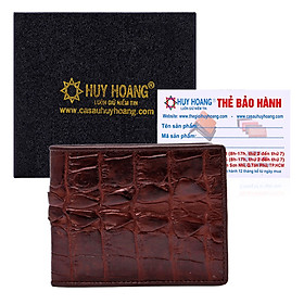 HJ2208 - Bóp nam Huy Hoàng da cá sấu gai đuôi màu nâu đỏ