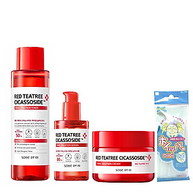 Bộ 3 Sản Phẩm Giảm Mụn, Phục Hồi Cho Da Nhạy Cảm Some By Mi Red TeaTree Cicassoside Final Solution (Toner, Serum, Cream) + Tặng Kèm 1 Túi Lưới Rửa Mặt Tạo Bọt