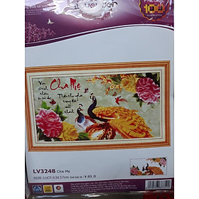 Mua Tranh thêu chữ thập cha mẹ chim công hoa mẫu đơn LV3248 - 63 x 37 cm - chưa thêu