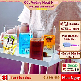 Mua Ly cốc thủy tinh vuông siêu chịu nhiệt dung tích 250/400/480ml uống nước cafe sinh tố cao cấp decor