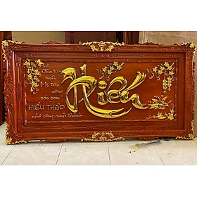 Mua Tranh treo tường trạm khắc chữ hiếu bằng gỗ hương đỏ và được  sơn  son dát vàng cao cấp kt 79×155×4cm