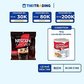 Cà phê Hòa tan NESCAFÉ CAFÉ VIỆT 35  gói Vị Mạnh đặc trưng - Tặng 1 LON SỮA ĐẶC