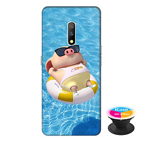 Ốp lưng dành cho điện thoại Realme X hình Heo Con Tắm Biển - tặng kèm giá đỡ điện thoại iCase xinh xắn - Hàng chính hãng
