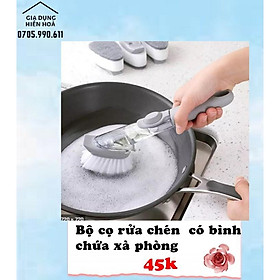 Mua Bộ cọ chùi rửa đa năng kèm ống đựng nước rửa chén  Bàn chải cọ bếp đa năng - Cây rửa bếp có cán đựng nước rửa siêu tiện