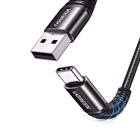 cáp USB A ra Type C dây dù siêu bền đầu nhôm chống gãy 0.25M Ugreen 301AU70559US 25cm QC3.0 hàng chính hãng