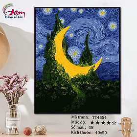 Mua Tranh tô màu theo số trừu tượng phong cách Van gogh mới lọ màu to 5ml + 2 bộ cọ + khung 2.5cm TT4554