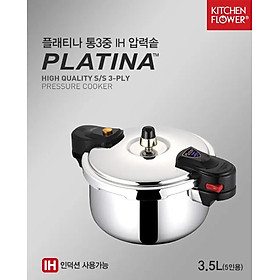 Nồi áp suất KITCHEN FLOWER PLATINA PLT 350, dung dích 3.5 lít nguyên khối hàng chính hãng