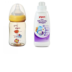 combo Bình sữa Pigeon cổ rộng PPSU Plus 160ml (SS)