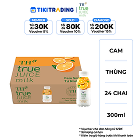 Thùng 24 chai nước uống sữa trái cây TH true JUICE milk cam tự nhiên 300 ml