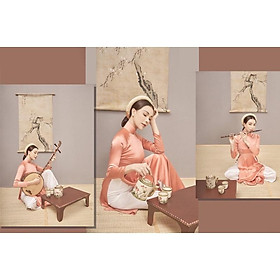 Áo dài màu hồng đất