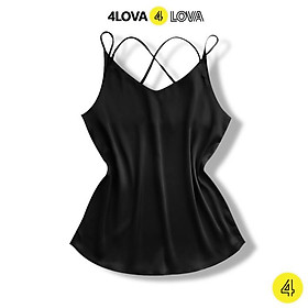 Áo 2 dây trơn vải lụa satin 4LOVA thiết kế đan lưng sexy, sang chảnh