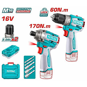 Mua BỘ COMBO MÁY KHOAN TDLI16681 & MÁY SIẾT VÍT TIRLI16171 KHÔNG CHỔI THAN DÙNG PIN 16V 60NM TOTAL TOSLI240968 - HÀNG CHÍNH HÃNG
