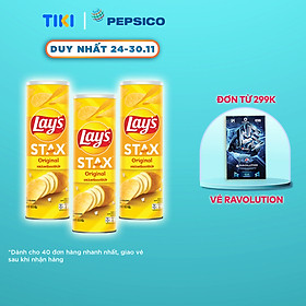 Combo 3 Lay s Stax Khoai Tây Miếng Vị Tự Nhiên 100gr