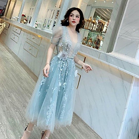 Đầm xoè Công Chúa kết hoa nổi phối ren hoa nổi Sang Trọng - có size M/L đến 58kg - MS208VMM MM