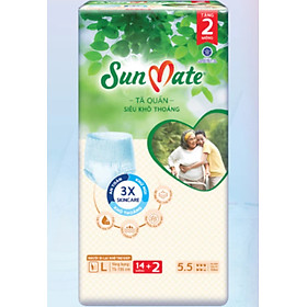 Tặng Thêm 2 Miếng- Tã Quần Sunmate L14 Siêu Khô Thoáng (Tã Quần Người Lớn Sunmate Size L 16 Miếng /Gói) - Date Luôn Mới