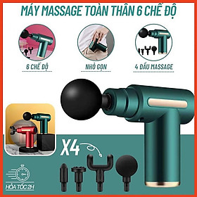 Súng Massage Fascial Gun 4 Đầu 6 Chế Độ