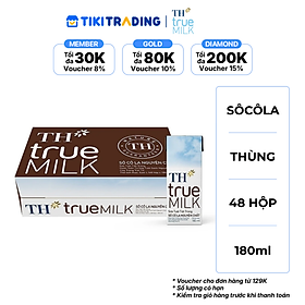 Thùng 48 hộp sữa tươi tiệt trùng TH True Milk sôcôla nguyên chất 180ml