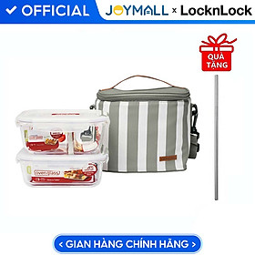 Mua Bộ túi hộp cơm thủy tinh Lock&Lock 3EA (LLG429Dx1 LLG428x1 BAG-HPL815SBLUx1) LLG428S2 - Hàng chính hãng  thủy tinh chịu nhiệt  dùng được trong lò vi sóng  máy rửa chén  nồi chiên không dầu  tặng kèm ống hút inox