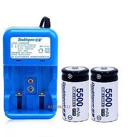 Mua Sạc tự ngắt và 2 pin sạc cỡ Đại 5500mah Doublepow