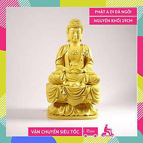 Mua Tượng phật A Di Đà ngồi đài sen nguyên khối vàng đất - Cao 19cm