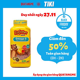 Kẹo dẻo L'il Critters bổ sung Omega-3 EPA, DHA & ALA cho trẻ (220 Viên) - Nhập khẩu Mỹ