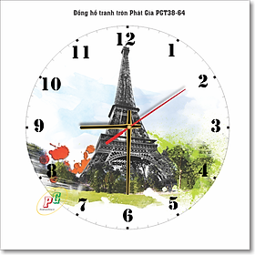 Đồng hồ treo tường, đồng hồ tranh treo tường, đồng hồ dạng tròn, đồng hồ độc lạ, đồng hồ treo phòng khách, phòng ngủ, nhà bếp, đồng hồ tranh quà tặng Phát Gia PGT38-64