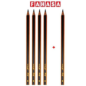 Vỉ 4 + 1 Bút Chì Gỗ 2B Y PLUS+ Thân Đen Cam - Stacom VPX1601_RAY
