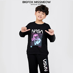 Bộ thu đông cho bé trai Bigfox Miss Meow dáng thể thao kiểu Hàn Quốc chất nỉ da cá size đại trẻ em 12-15 tuổi 55kg