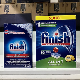 Combo Finish : Viên rửa bát Finish All in one 90 + Muối Finish 1,5kg