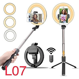 Mua Gậy selfie L07 kiêm giá đỡ hỗ trợ Live stream tích hợp vòng đèn Led rực rỡ