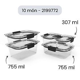 Mua Sét hộp Tritan Rubbermaid Brilliance 10 món Made in USA - 2199772 hàng chính hãng