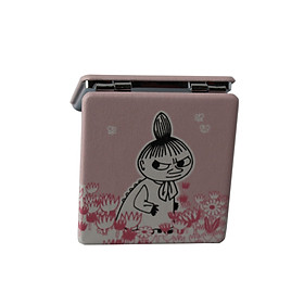 Gương trang điểm vuông mini  2 mặt bỏ túi MOOMINS BÉ VÀ ĐỒNG HOA - MNS036