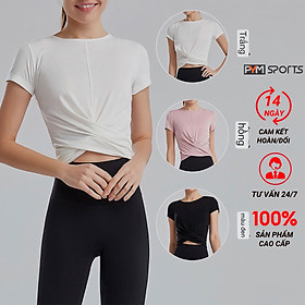 Áo croptop chéo bụng  tập Gym, tập yoga PYMSPORT - PYMAT037 3 màu đen - trắng - hồng